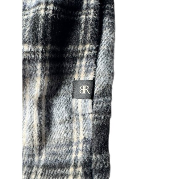 Banana Republic Woman's Sz S Shacket Shirt Jacket Black Cream Plaid Wool Blend - Picture 9 of 13